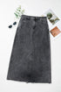 'Mobi' Raw Hem Midi Denim Skirt with Pockets - Celes Fashion